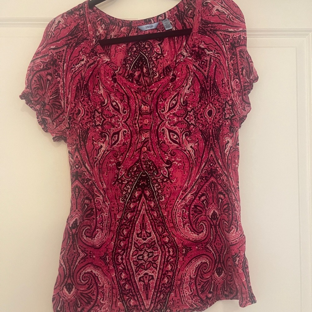 Izod Women's Pink Paisley Top